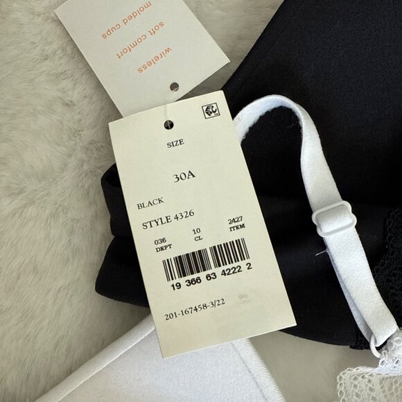 Maidenform Girl size 30A Contour Racerback Lace White & Black Bra NEW - Picture 4 of 5